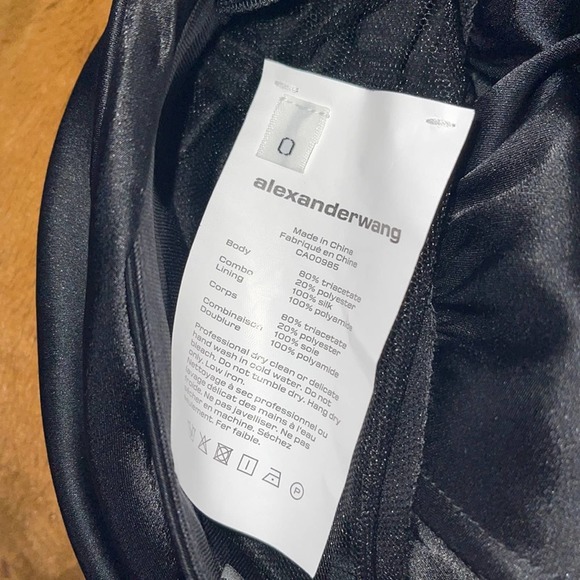 Alexander Wang Women's Black Silk Asymmetric Exposed Leg Skirt with Shorts - Picture 15 of 16